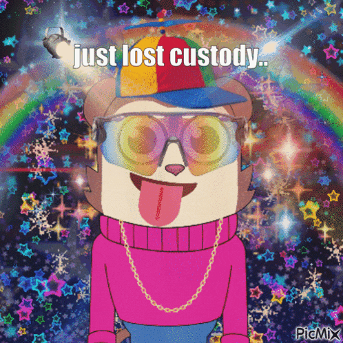 a picture of a cartoon character with the words just lost custody on the bottom