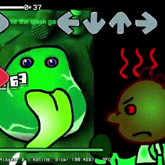 a video game screen shows a green monster with the number 63 on it 's face
