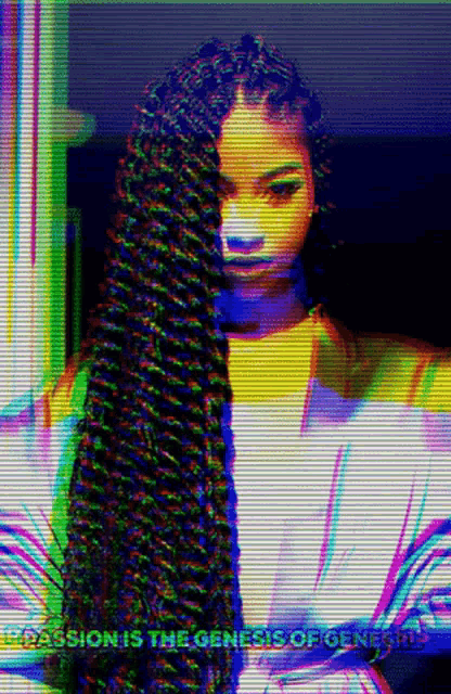 a woman with braids and the words passion is the genesis of genesis on the bottom