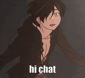 a cartoon of a boy with the words hi chat on it
