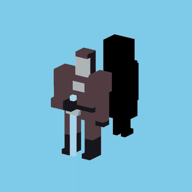 a pixel art illustration of a knight holding a sword