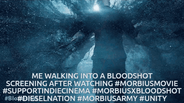 a poster that says ' me walking into a bloodshot screening after watching '