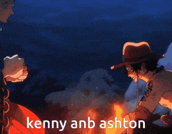 a cartoon of a man and a woman with the words kenny and ashton above them