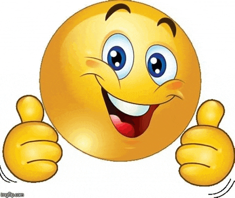 a cartoon smiley face is giving a thumbs up sign .