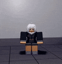 a cartoon character is standing on a tiled floor in a room .