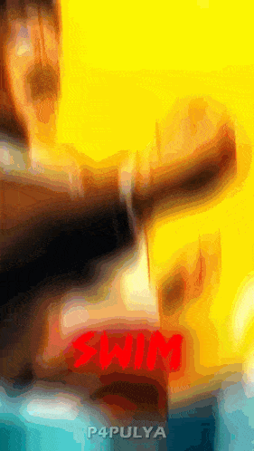 a blurred image of a person with the word swim on the bottom