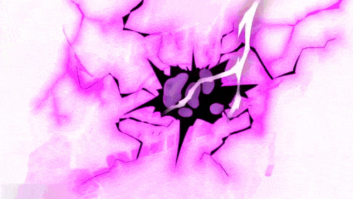 a purple lightning bolt is coming out of a hole in a white wall .