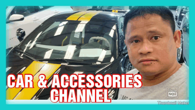 a man stands in front of a car with the words car & accessories channel written on the bottom