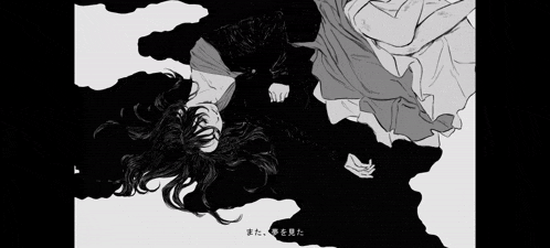 a black and white drawing of a woman in a dress laying on her back .