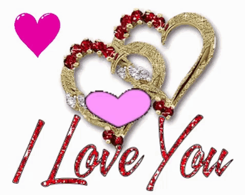 the word i love you is surrounded by two hearts and a pink heart