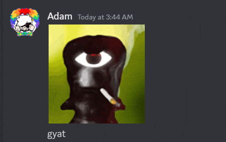 a picture of a person with one eye smoking a cigarette with adam today at 3:44 am written below it