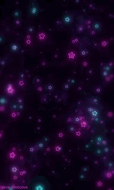a dark background with glowing stars and the name geya shvecova on the bottom