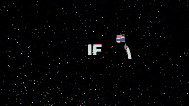 the word read is on a black background with stars and a rainbow flag flying in the air .