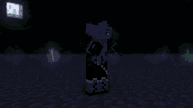 a person is holding a sword in a video game and glowing green smoke is coming out of their feet .
