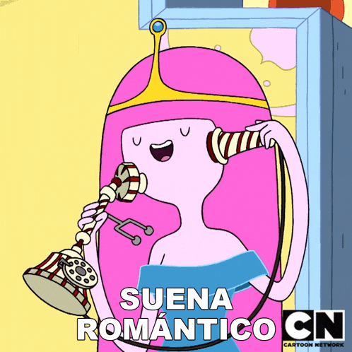 princess bubblegum from adventure time is talking on a telephone