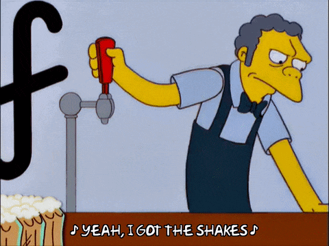 a cartoon character says " yeah i got the shakes " while holding a screwdriver