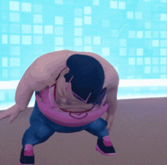 a computer generated image of a person wearing sunglasses and a pink tank top