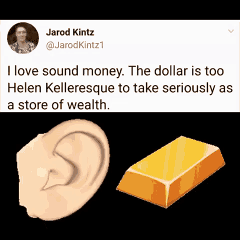 a picture of an ear next to a bar of gold