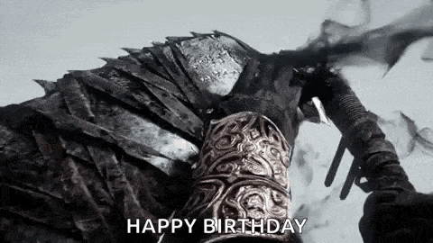 a black and white photo of a dragon with the words `` happy birthday '' written below it .