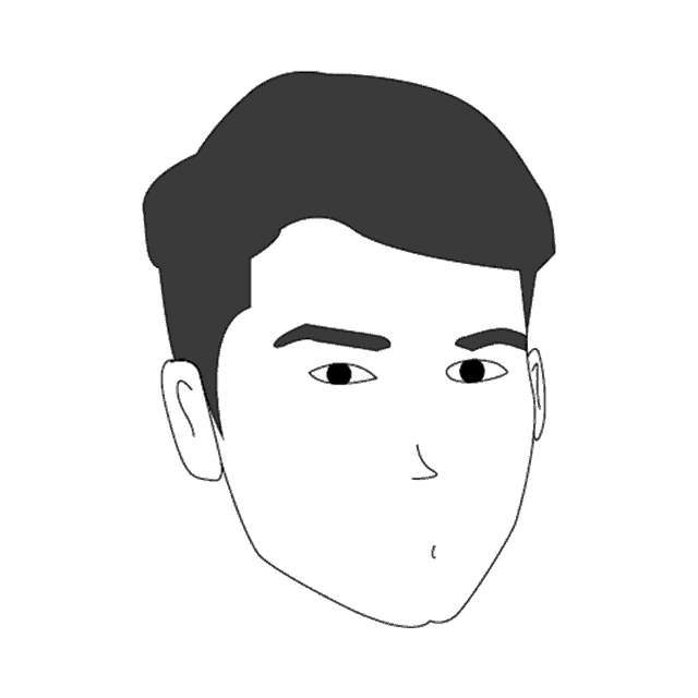 a black and white drawing of a man 's face making a funny face