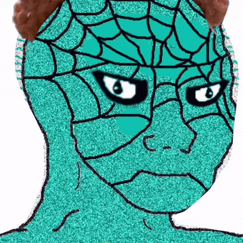 a drawing of a spider man with a spider web on his head