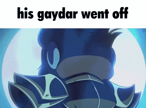 a picture of a cartoon character with the words his gaydar went off