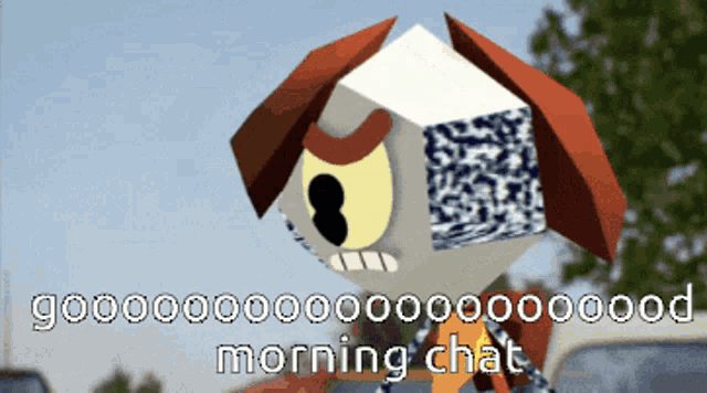 a cartoon character says good morning chat in a cartoon style