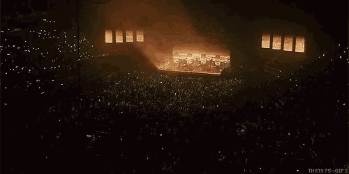 a crowd of people watching a concert with the words the 1975-gifs on the bottom right