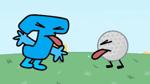 a cartoon of a number and a golf ball