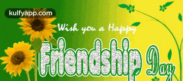 a green and yellow background with the words wish you a happy friendship day on it