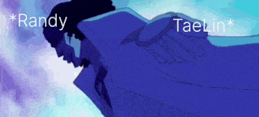 a cartoon drawing of randy and taelin with a blue background