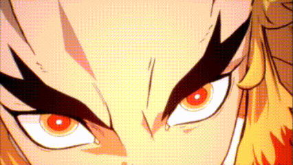 a close up of a person 's face with red eyes and a beard .