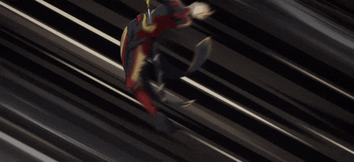 a person is flying through the air with a sword in their hand