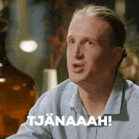 a man is sitting at a table and says tjanaaah
