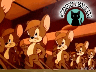 a bunch of cartoon mice are standing next to each other with the word nacho raiders on the bottom
