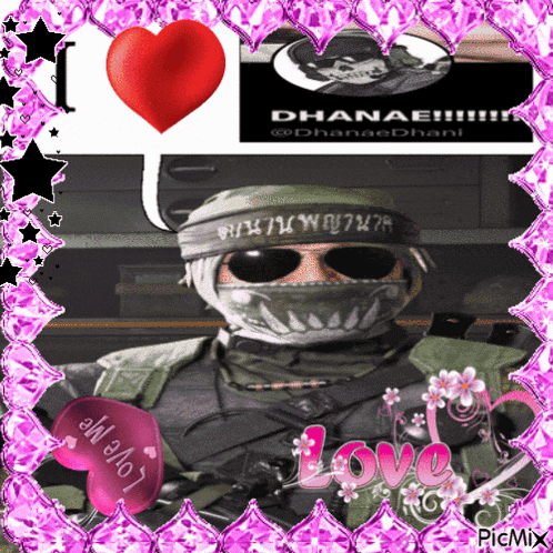 a picture of a man wearing sunglasses and a bandana with the word love on the bottom