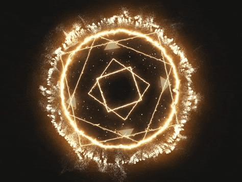 a glowing circle with a square in the middle of it