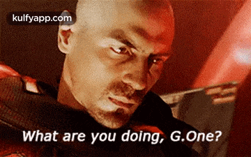 a bald man with a beard is asking what are you doing g.one .