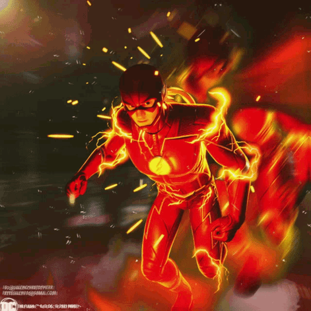 a drawing of a man in a red superhero suit
