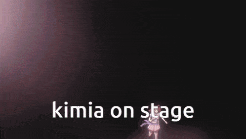 a picture of a girl on stage with the words kimia on stage below her