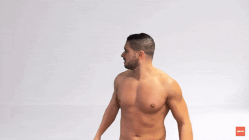 a shirtless man with the words trying to find who asked for your opinion written below him