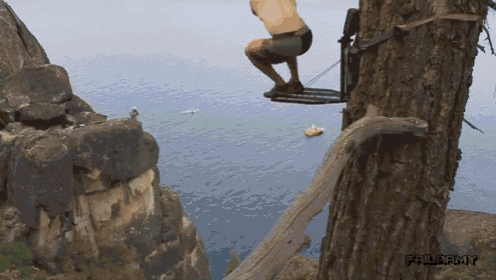 That'S A Big Jump GIF - Rock Jumping Swing Lake GIFs