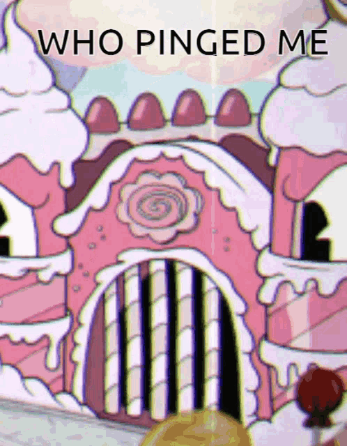 a cartoon drawing of a gingerbread house with the words who pinged me above it