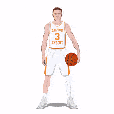 a man in a dalton knecht jersey holding a basketball
