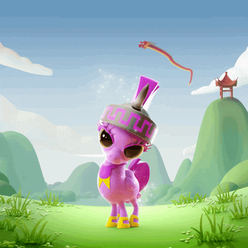 a cartoon character with a purple helmet that says ' lrtj ' on it