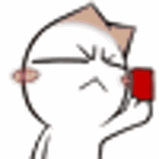 a cartoon character is holding a red object in his hand and making a funny face .