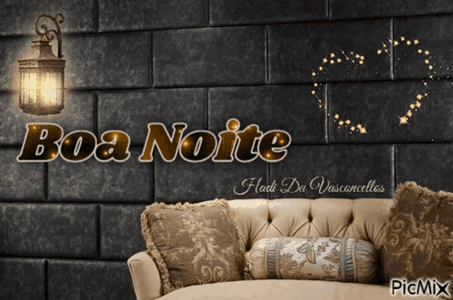 a picture of a couch with the words boa noite written above it