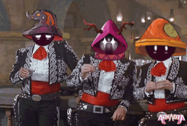 a group of cartoon characters are standing next to each other with the word armada on the bottom right