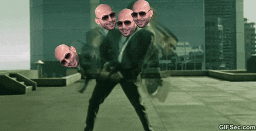 a man in a suit and sunglasses is surrounded by other men 's faces and the website gifsec.com is visible