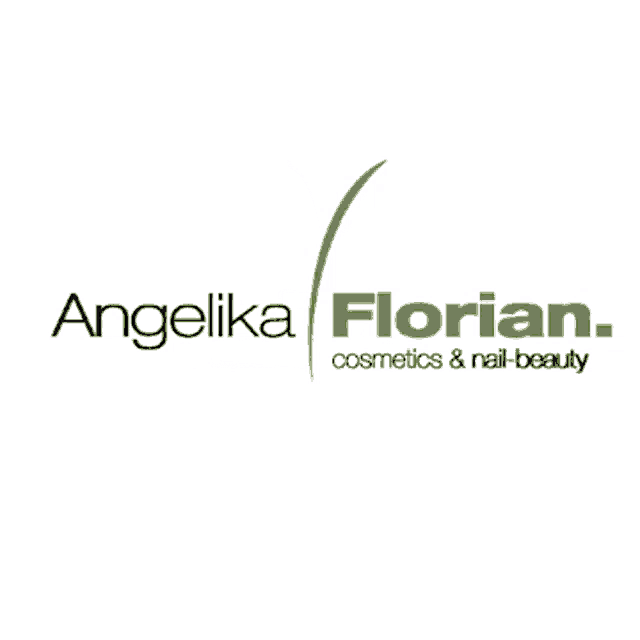 a green and white logo for angelika florian cosmetics and nail beauty
